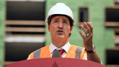 Canada's Prime Minister Justin Trudeau makes an announcement at the site of an affordable housing complex in downtown Hamilton, Ontario, Canada on July 20, 2021. (REUTERS)