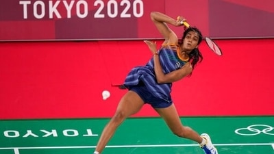 India's Pusarla V. Sindhu competes against Israel's Ksenia Polikarpova during their women's singles badminton match at the 2020 Summer Olympics, Sunday, July 25, 2021, in Tokyo, Japan. (AP Photo/Dita Alangkara) (AP) India's Pusarla V. Sindhu competes against Israel's Ksenia Polikarpova during their women's singles badminton match at the 2020 Summer Olympics, Sunday, July 25, 2021, in Tokyo, Japan. (AP Photo/Dita Alangkara) (AP)