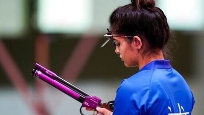 Manu Bhaker, of India, competes in the women's 10-meter air pistol at the Asaka Shooting Range in the 2020 Summer Olympics, Sunday, July 25, 2021, in Tokyo, Japan. (AP Photo/Alex Brandon) (AP) Manu Bhaker, of India, competes in the women's 10-meter air pistol at the Asaka Shooting Range in the 2020 Summer Olympics, Sunday, July 25, 2021, in Tokyo, Japan. (AP Photo/Alex Brandon) (AP)