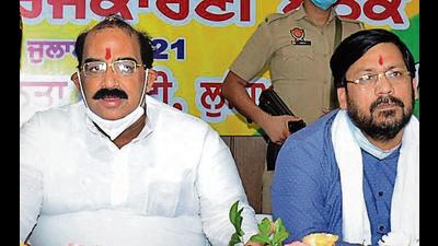 Punjab BJP president Ashwani Sharma in Ludhiana on Sunday.