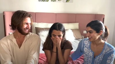Aaliyah Kashyap with her boyfriend Shane Gregoire and best friend Khushi Kapoor.