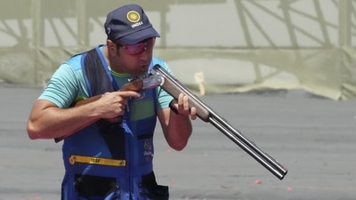 Tokyo: India's Mairaj Ahmad Khan during Skeet Men's Qualification round at the Summer Olympics 2020, in Tokyo, Sunday, July 25, 2021. (PTI Photo/Gurinder Osan)(PTI07_25_2021_000032A) (PTI) Tokyo: India's Mairaj Ahmad Khan during Skeet Men's Qualification round at the Summer Olympics 2020, in Tokyo, Sunday, July 25, 2021. (PTI Photo/Gurinder Osan)(PTI07_25_2021_000032A) (PTI)