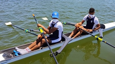 The Indian duo Arjun Lal Jat and Arvind Singh clocked 6:51.36 to finish third at the Sea Forest Waterway.. (SAI) The Indian duo Arjun Lal Jat and Arvind Singh clocked 6:51.36 to finish third at the Sea Forest Waterway.. (SAI)