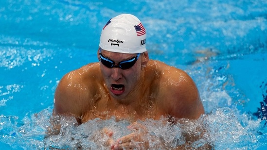 Chase Kalisz of the United Staes swims in the Men's 400m individual medley at the 2020 Summer Olympics, Sunday, July 25, 2021, in Tokyo, Japan. (AP Photo/Charlie Riedel)(AP)