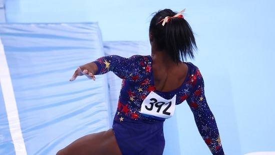 Tokyo 2020 Olympics - Gymnastics - Artistic - Women's Vault - Qualification - Ariake Gymnastics Centre, Tokyo, Japan - July 25, 2021. Simone Biles of the United States in action on the vault. REUTERS/Lindsey Wasson(REUTERS)