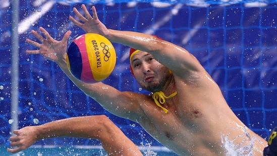Tokyo 2020 Olympics - Water Polo - Men - Group B - Croatia v Kazakhstan - Tatsumi Water Polo Centre, Tokyo, Japan - July 25, 2021. Madikhan Makhmetov of Kazakhstan in action. REUTERS/Kacper Pempel(REUTERS)