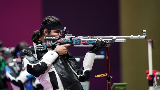 Tokyo: Divyansh Singh Panwar, of India, practices at the Asaka Shooting Range ahead of the 2020 Summer Olympics, Thursday, July 22, 2021, in Tokyo, Japan.AP/PTI(AP07_22_2021_000082B)(AP)