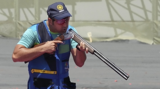 Tokyo: India's Mairaj Ahmad Khan during Skeet Men's Qualification round at the Summer Olympics 2020, in Tokyo, Sunday, July 25, 2021. (PTI Photo/Gurinder Osan)(PTI07_25_2021_000032A)(PTI)