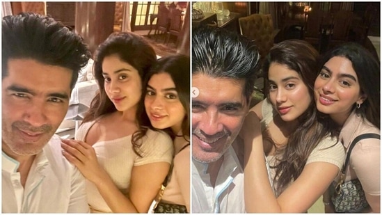 Manish Malhotra shared photos with Janvhi Kapoor and Khushi Kapoor.