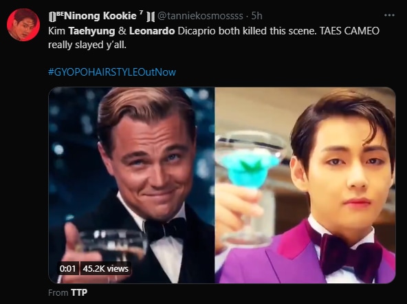 BTS singer V gets compared with Leonardo DiCaprio owing to his recent cameo in Peakboy's song.