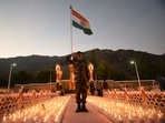 Srinagar, India – July 25: Soldiers light candles at Kargil War Memorial Drass in memory of the soldiers and officers who laid down their lives during the 1999 Kargil War, in Drass, on Sunday, July 25, 2021. (Photo by Waseem Andrabi/Hindustan Times) Srinagar, India – July 25: Soldiers light candles at Kargil War Memorial Drass in memory of the soldiers and officers who laid down their lives during the 1999 Kargil War, in Drass, on Sunday, July 25, 2021. (Photo by Waseem Andrabi/Hindustan Times)