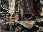A view of a tyre shop that was set on fire in the Delhi riots at Gokulpuri Delhi last year. A view of a tyre shop that was set on fire in the Delhi riots at Gokulpuri Delhi last year.