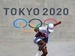 Nyjah Huston, of the United States, competes in men's street skateboarding during the Tokyo Olympics.
