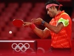 India's Sharath Kamal in action