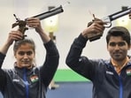 Indian shooters Manu Bhaker (L) and Saurabh Chaudhary (R)(HT_PRINT)