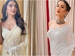 Kiara Advani in <span class='webrupee'>₹</span>66k floral saree takes cues from Gauahar Khan for Shershaah trailer launch(Instagram/@kiaraaliadvani, @gauaharkhan) Kiara Advani in <span class='webrupee'>₹</span>66k floral saree takes cues from Gauahar Khan for Shershaah trailer launch(Instagram/@kiaraaliadvani, @gauaharkhan)