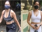 Malaika Arora and Neha Sharma were snapped out and about in Mumbai. The two stars enjoyed their day out in chic gym wear and showed us how to style sports bras to make street-ready ensembles look chicer.(Varinder Chawla) Malaika Arora and Neha Sharma were snapped out and about in Mumbai. The two stars enjoyed their day out in chic gym wear and showed us how to style sports bras to make street-ready ensembles look chicer.(Varinder Chawla)