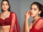 Sara Ali Khan unleashes her ‘laal kamaal’ in red bralette-style blouse, lehenga