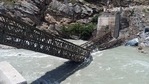 A bridge collapsed due to a landslide at Batseri of Sangla valley in Kinnaur District on Sunday. (ANI Photo) A bridge collapsed due to a landslide at Batseri of Sangla valley in Kinnaur District on Sunday. (ANI Photo)
