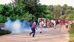 Policemen during a clash at Assam-Mizoram border at Lailapur in Cachar district on Monday.(PTI) Policemen during a clash at Assam-Mizoram border at Lailapur in Cachar district on Monday.(PTI)