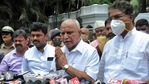 BS Yediyurappa (C) gestures as he speaks to the medias outside the Governor's official residence Raj Bhavan after tendering resignation to his post in Bengaluru. (AFP) BS Yediyurappa (C) gestures as he speaks to the medias outside the Governor's official residence Raj Bhavan after tendering resignation to his post in Bengaluru. (AFP)