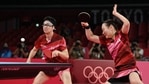 Japan's Jun Mizutani (L) and Mima Ito (R) compete against China's Xu Xin and Liu Shiwen in their mixed doubles table tennis final match at the Tokyo 2020 Olympic Games(AFP) Japan's Jun Mizutani (L) and Mima Ito (R) compete against China's Xu Xin and Liu Shiwen in their mixed doubles table tennis final match at the Tokyo 2020 Olympic Games(AFP)