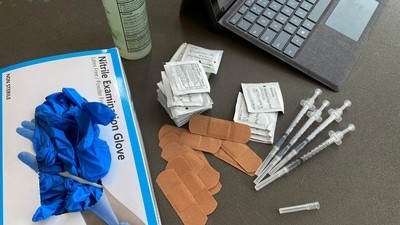 Monday’s vaccination numbers were the fifth highest recorded in the 192 days of the drive. (REUTERS)