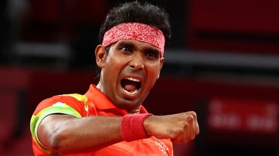 Tokyo 2020 Olympics - Table Tennis - Men's Singles - Round 2 - Tokyo Metropolitan Gymnasium - Tokyo, Japan - July 26, 2021. Kamal Achanta of India reacts after winning match against Tiago Apolonia of Portugal REUTERS/Thomas Peter (REUTERS)