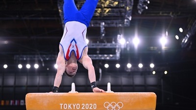 Tokyo 2020 Olympics - Gymnastics - Artistic - Men's Team - Final - Ariake Gymnastics Centre, Tokyo, Japan - July 26, 2021. Nikita Nagornyy of the Russian Olympic Committee in action on the pommel horse REUTERS/Dylan Martinez (REUTERS)