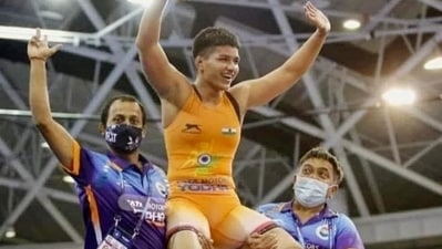 Indian Wrestler Priya Malik won a Gold Medal at the 2021 World Cadet Wrestling Championship. (ANI Photo)