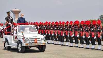 President Ram Nath Kovind receives a guard of honour on his arrival in Srinagar. (PTI Photo) President Ram Nath Kovind receives a guard of honour on his arrival in Srinagar. (PTI Photo)
