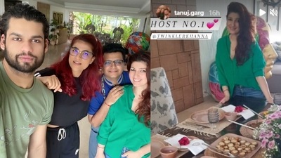 Twinkle Khanna and Akshay Kumar host Tahira Kashyap, Karan Kapadia and Tanujj Garg for lunch.
