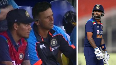 Rahul Dravid wasn't impressed with the way Suryakumar got out. (Twitter/AP)
