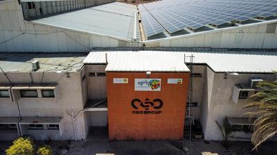 An aerial view shows the logo of Israeli cyber firm NSO Group, the maker of the Pegasus surveillanceware, at one of its branches in the Arava Desert, southern Israel. (Representational image/REUTERS)