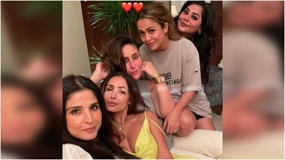 Malaika Arora steals the spotlight in ₹4k slip dress for dinner date with Kareena Kapoor, Amrita Arora (Instagram/@kareenakapoorkhan ) Malaika Arora steals the spotlight in ₹4k slip dress for dinner date with Kareena Kapoor, Amrita Arora (Instagram/@kareenakapoorkhan )