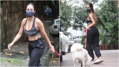 Malaika looked fit and glam in her monotone ensemble, but with a twist, for the outing. She nailed the effortless vibes required to slay a street-ready look. (Varinder Chawla) Malaika looked fit and glam in her monotone ensemble, but with a twist, for the outing. She nailed the effortless vibes required to slay a street-ready look. (Varinder Chawla)