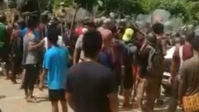 A video grab of a border clash from a tweet shared by Mizoram CM Zoramthanga.