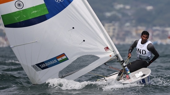 Tokyo 2020 Olympics - Sailing - Men's Laser - Opening Series - Enoshima Yacht Harbour - Tokyo, Japan - July 26, 2021. Vishnu Saravanan of India in action. REUTERS/Ivan Alvarado(REUTERS)