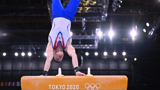 Tokyo 2020 Olympics - Gymnastics - Artistic - Men's Team - Final - Ariake Gymnastics Centre, Tokyo, Japan - July 26, 2021. Nikita Nagornyy of the Russian Olympic Committee in action on the pommel horse REUTERS/Dylan Martinez(REUTERS)