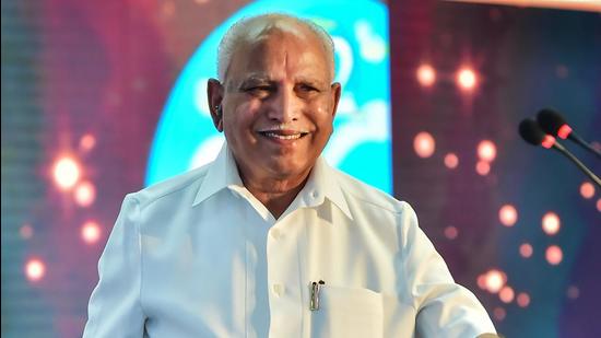 B S Yediyurappa during a programme commemorating two years of the BJP government in Karnataka at Vidhanasoudha in Bengaluru on Monday, July 26. He also announced his resignation from CM post. (PTI) B S Yediyurappa during a programme commemorating two years of the BJP government in Karnataka at Vidhanasoudha in Bengaluru on Monday, July 26. He also announced his resignation from CM post. (PTI)