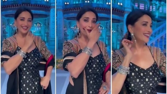 Madhuri Dixit shows off her dance moves on classic Bollywood song, Kajra Mohabbat Wala.