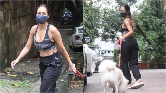 Malaika looked fit and glam in her monotone ensemble, but with a twist, for the outing. She nailed the effortless vibes required to slay a street-ready look.(Varinder Chawla)