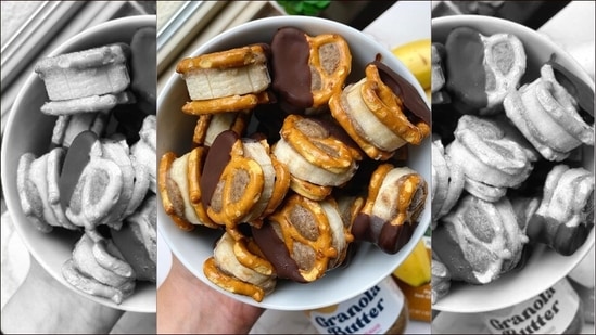 Recipe: Fight off Monday blues with a healthy snack of Granola butter banana pretzel bites(Instagram/bodybybreakfast)