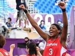 Japan's Stephanie Mawuli celebrates after wining at the end of the women's first round 3x3 basketball match between USA and Japan at the Aomi Urban Sports Park in Tokyo, on July 27, 2021 during the Tokyo 2020 Olympic Games. Japan's Stephanie Mawuli celebrates after wining at the end of the women's first round 3x3 basketball match between USA and Japan at the Aomi Urban Sports Park in Tokyo, on July 27, 2021 during the Tokyo 2020 Olympic Games.