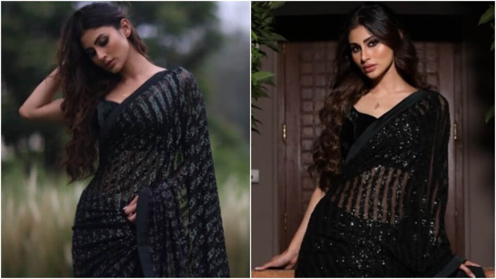 Pics: Mouni Roy says she is a saree girl forever in sheer black embellished  six yards | Fashion Trends - Hindustan Times