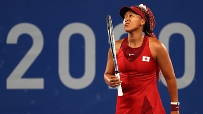 Tokyo 2020 Olympics - Tennis - Women's Singles - Round 3 - Ariake Tennis Park - Tokyo, Japan - July 27, 2021. Naomi Osaka of Japan reacts during her third round match against Marketa Vondrousova of Czech Republic (REUTERS)