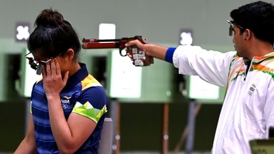 Tokyo: India's Manu Bhaker and Saurabh Chaudhary during the 10m Air Pistol Mixed Team shooting event, at the Summer Olympics 2020, in Tokyo, Tuesday, July 27, 2021. (PTI Photo/Gurinder Osan)(PTI07_27_2021_000003A) (PTI) Tokyo: India's Manu Bhaker and Saurabh Chaudhary during the 10m Air Pistol Mixed Team shooting event, at the Summer Olympics 2020, in Tokyo, Tuesday, July 27, 2021. (PTI Photo/Gurinder Osan)(PTI07_27_2021_000003A) (PTI)