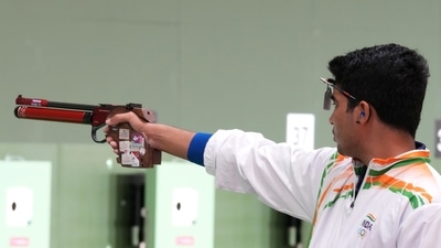 Tokyo: India's Saurabh Chaudhary aims during the 10m Air Pistol Mixed Team shooting event, at the Summer Olympics 2020, in Tokyo, Tuesday, July 27, 2021. (PTI Photo/Gurinder Osan)(PTI07_27_2021_000010A) (PTI) Tokyo: India's Saurabh Chaudhary aims during the 10m Air Pistol Mixed Team shooting event, at the Summer Olympics 2020, in Tokyo, Tuesday, July 27, 2021. (PTI Photo/Gurinder Osan)(PTI07_27_2021_000010A) (PTI)
