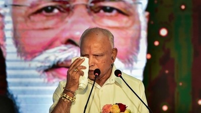 Yediyurappa announced his decision to resign from office during an event to mark the completion of two years of his government on Monday (July 26). (PTI) Yediyurappa announced his decision to resign from office during an event to mark the completion of two years of his government on Monday (July 26). (PTI)