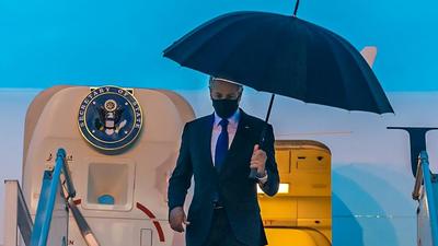 A hand-out photo shows US secretary of state Antony Blinken arriving at New Delhi airport on Tuesday. (PTI) A hand-out photo shows US secretary of state Antony Blinken arriving at New Delhi airport on Tuesday. (PTI)